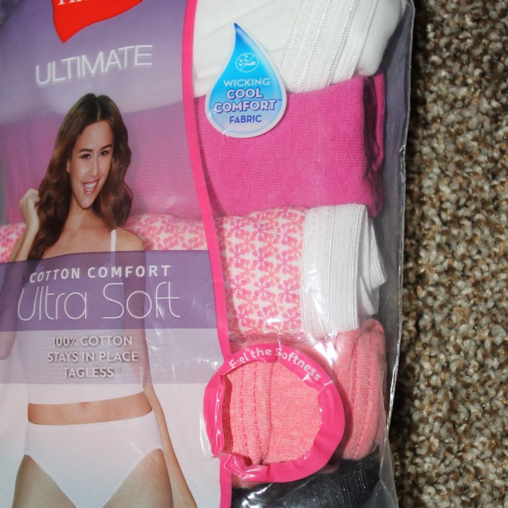 NWT 5 pk. Hanes Bikini Panties Cotton Comfort 9/2XL